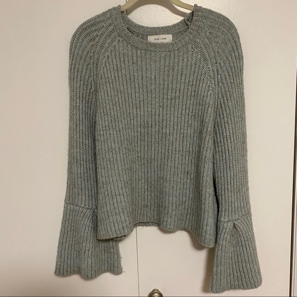 Anthropologie Blue Alpaca Sweater w bell sleeve M - Picture 2 of 7